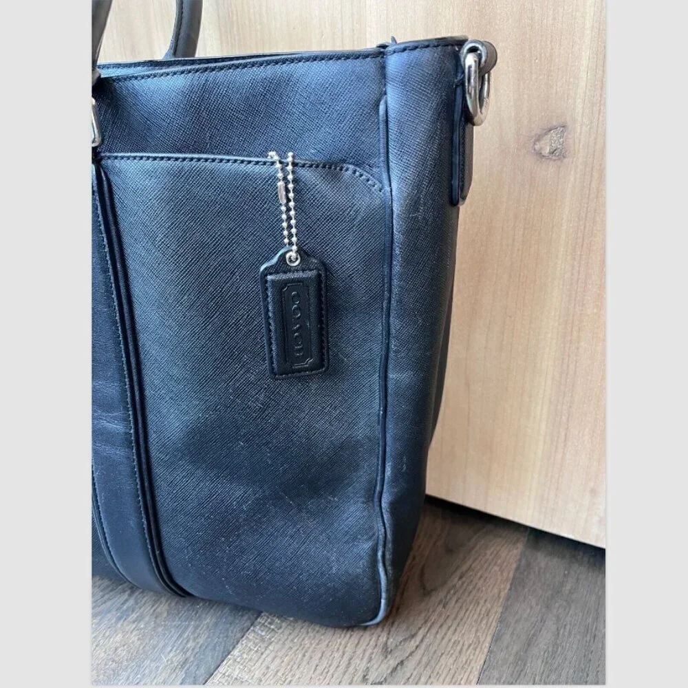 Coach Metropolitan Lexington Saffiano Leather Briefcase 71252 Black Laptop Bag